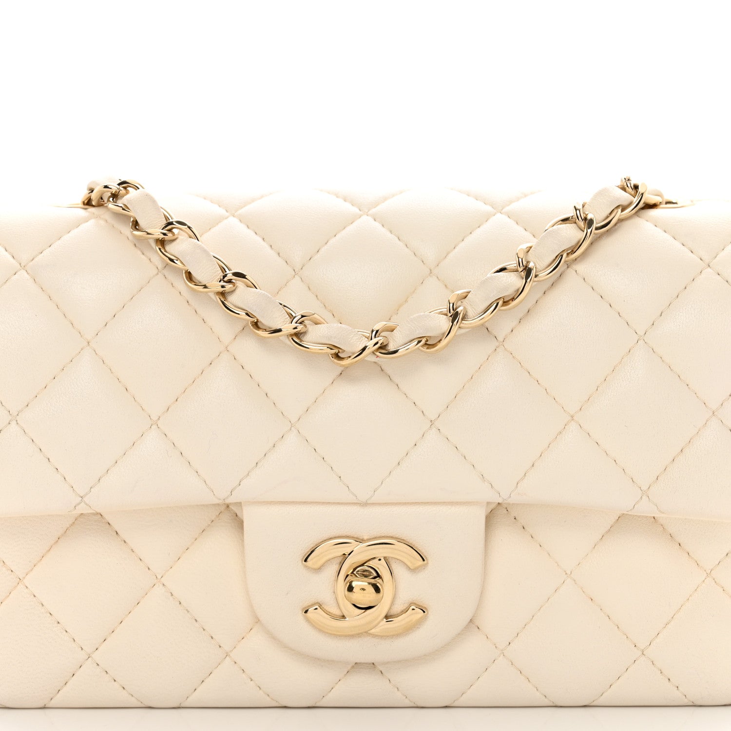 Chanel Lambskin Quilted Mini Rectangular Flap White 5 of 10