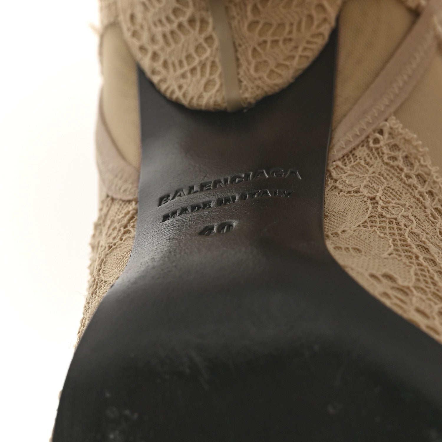 Balenciaga Lace Spandex Pointed Toe Knife Thigh High Boots 40 Beige 6 of 6