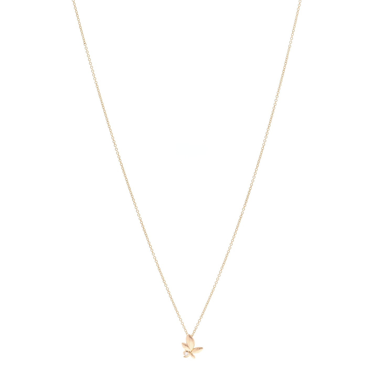 18K Rose Gold Diamond Paloma Picasso Olive Leaf Pendant Necklace