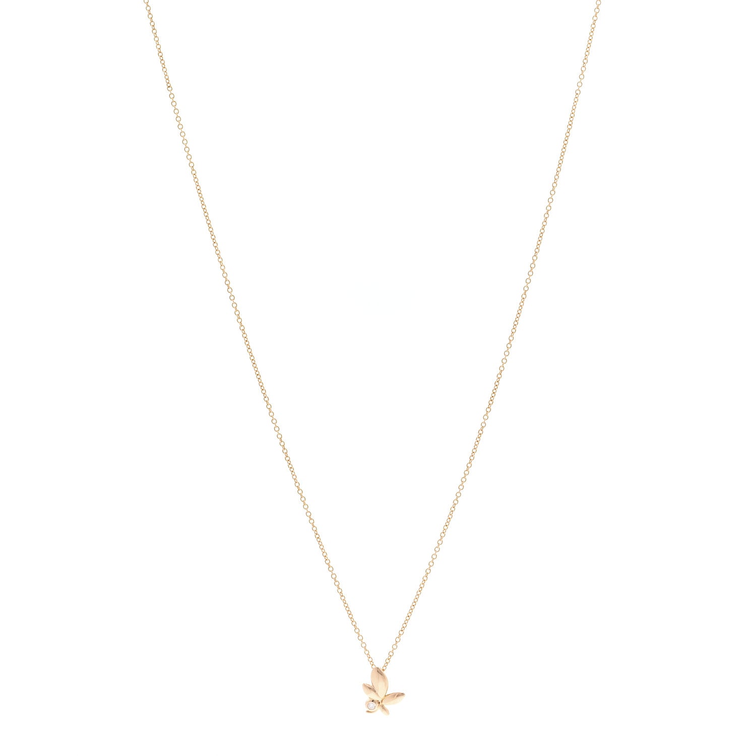 Tiffany 18K Rose Gold Diamond Paloma Picasso Olive Leaf Pendant Necklace 1 of 5