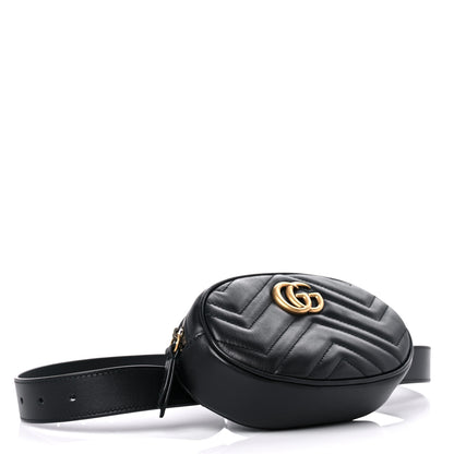 Gucci Calfskin Matelasse GG Marmont Belt Bag 85 34 Black 4 of 11