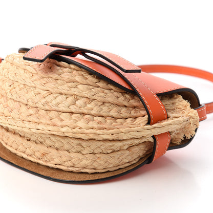 Loewe Calfskin Raffia Mini Gate Crossbody Bag Light Natural Orange 7 of 11