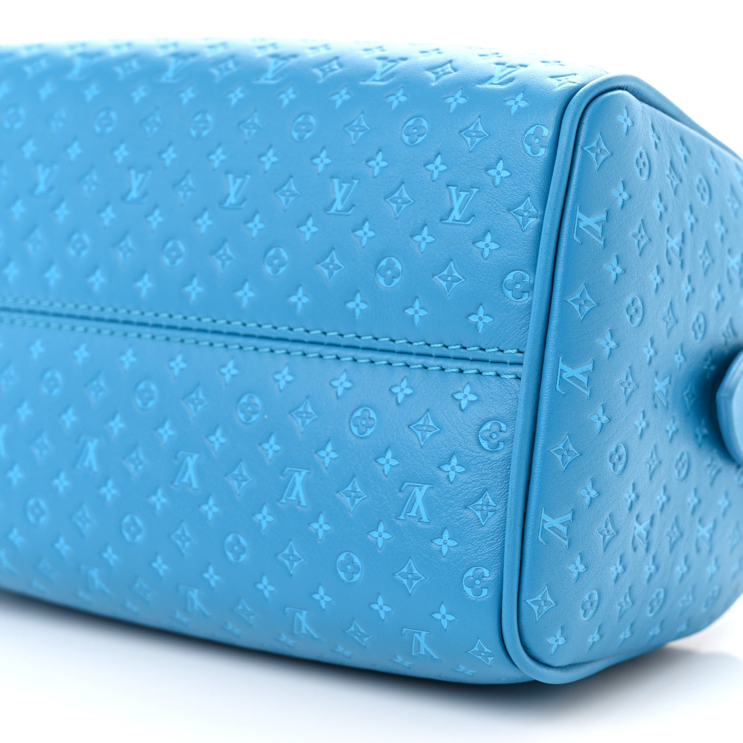 Louis Vuitton Calfskin Nanogram Embossed Speedy 20 Bleu 9 of 9