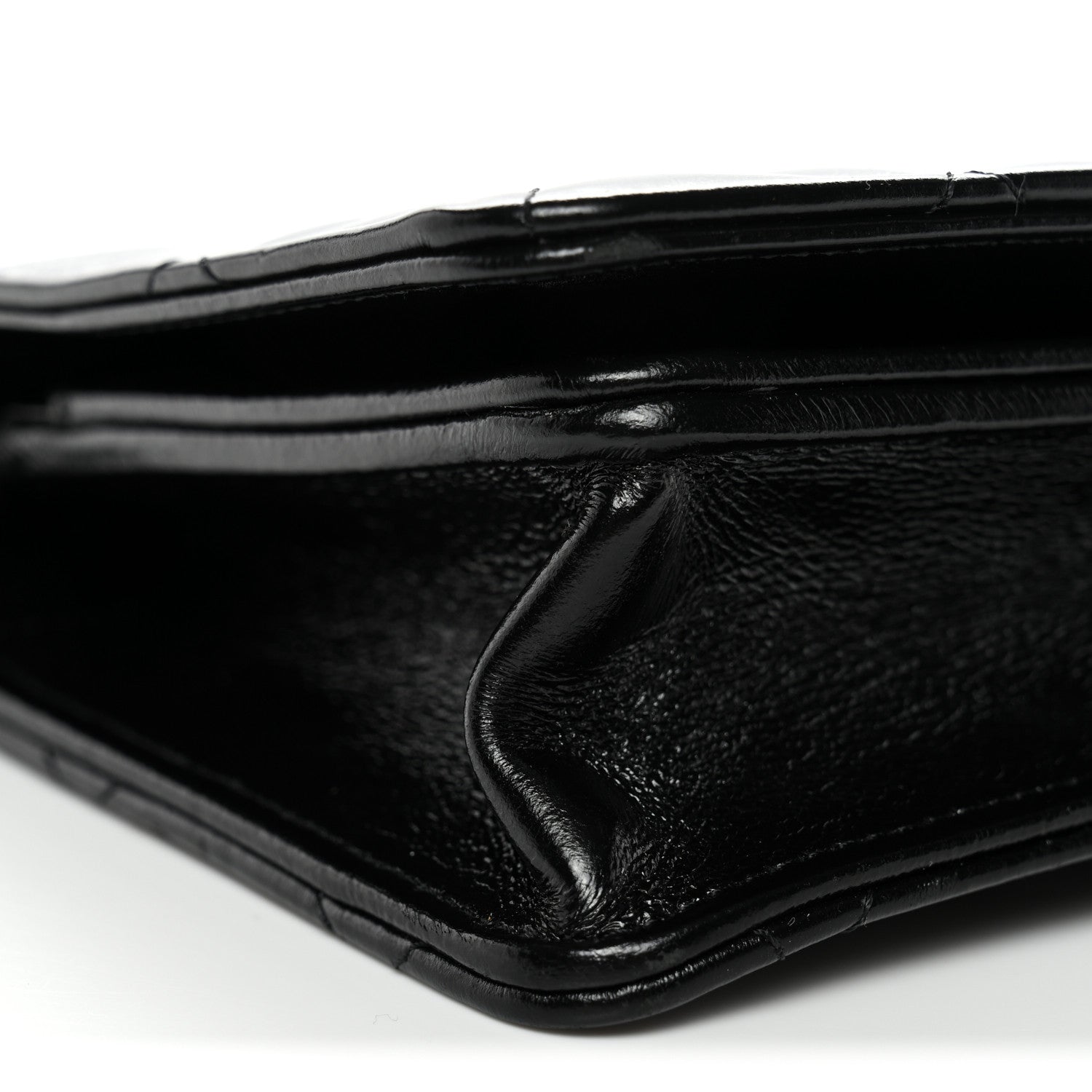 Chanel Shiny Lambskin Flap Clutch With Chain So Black 10 of 11