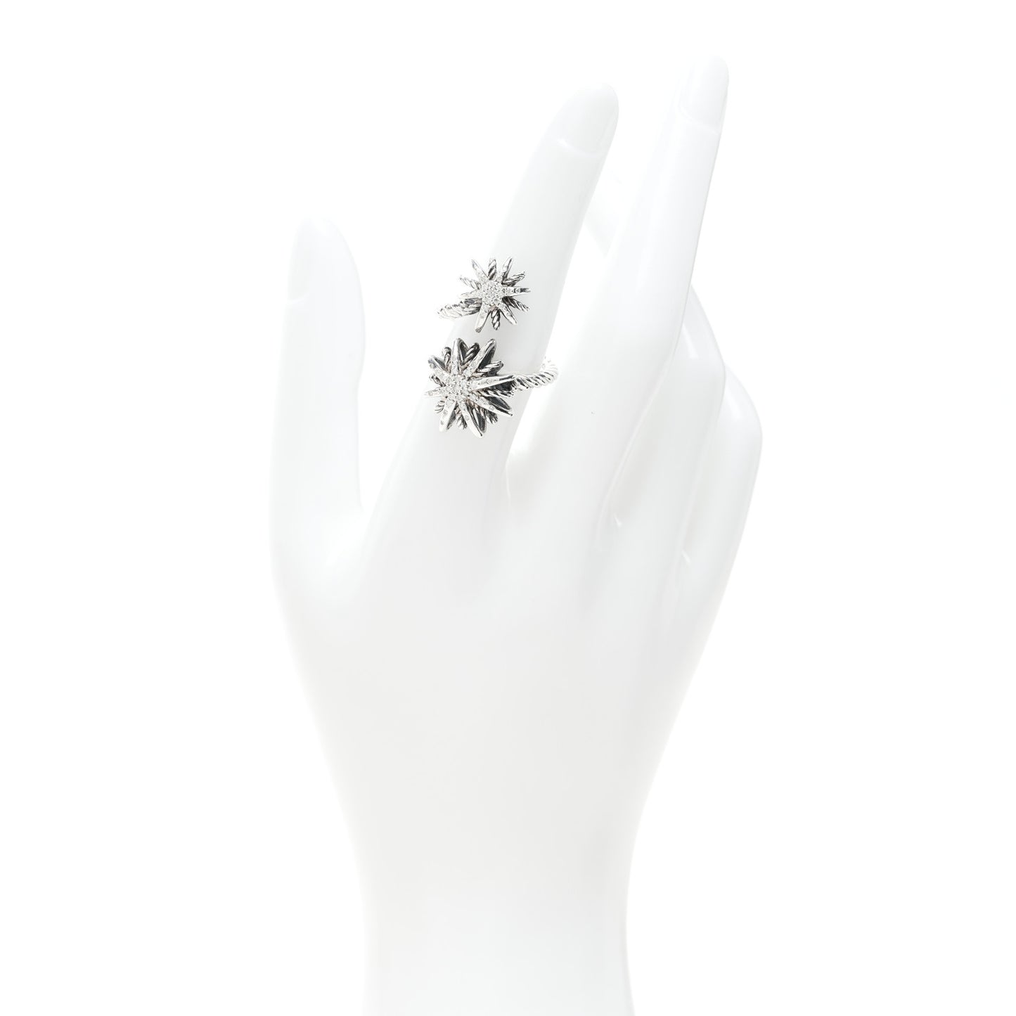 Sterling Silver Diamond 28mm Open Starburst Ring 49 5