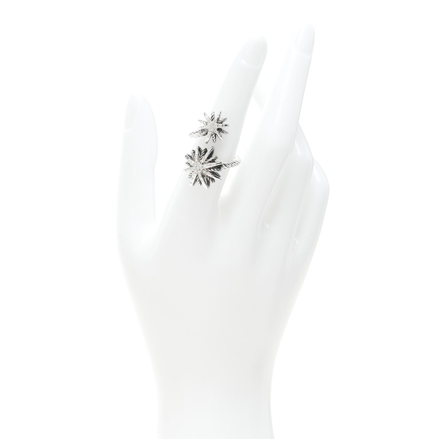 David Yurman Sterling Silver Diamond 28mm Open Starburst Ring 49 5 2 of 4