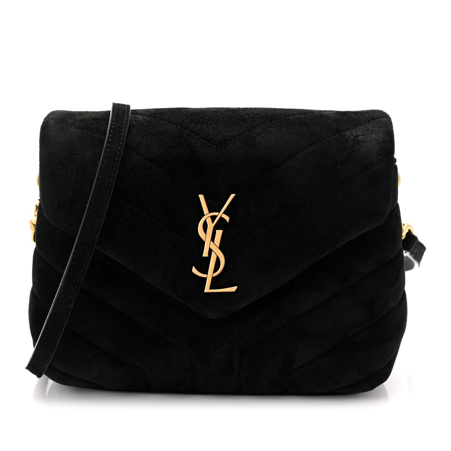 Suede Y Quilted Monogram Toy Loulou Crossbody Bag Black