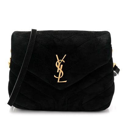 Saint Laurent Suede Y Quilted Monogram Toy Loulou Crossbody Bag Black 8 of 11