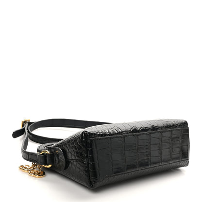 Gucci Alligator Small GG Charm Dome Bag Black 4 of 10