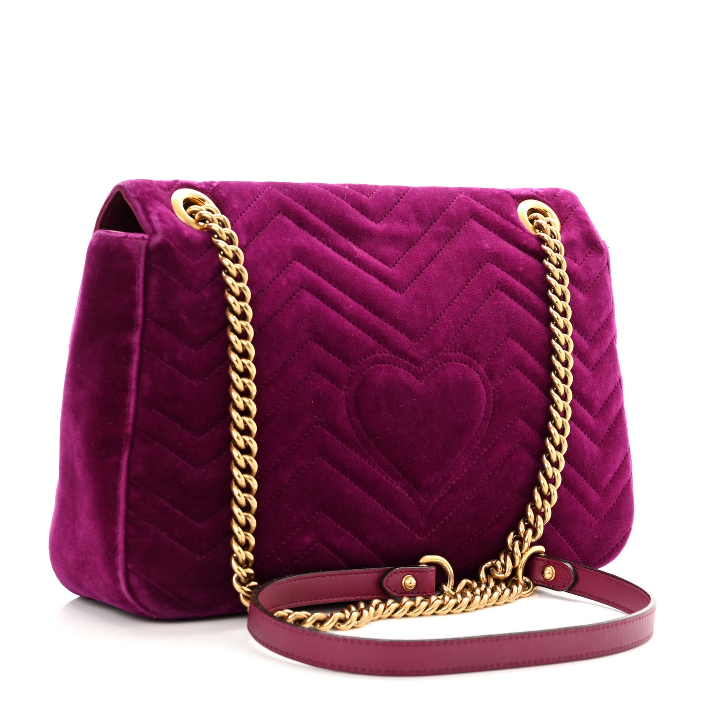 Velvet Matelasse Medium GG Marmont Shoulder Bag Fuchsia Violet Cyclamen