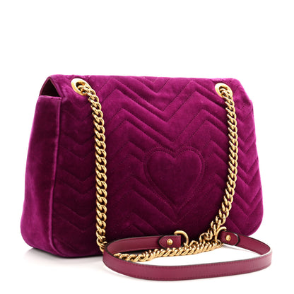 Gucci Velvet Matelasse Medium GG Marmont Shoulder Bag Fuchsia Violet Cyclamen 1 of 11