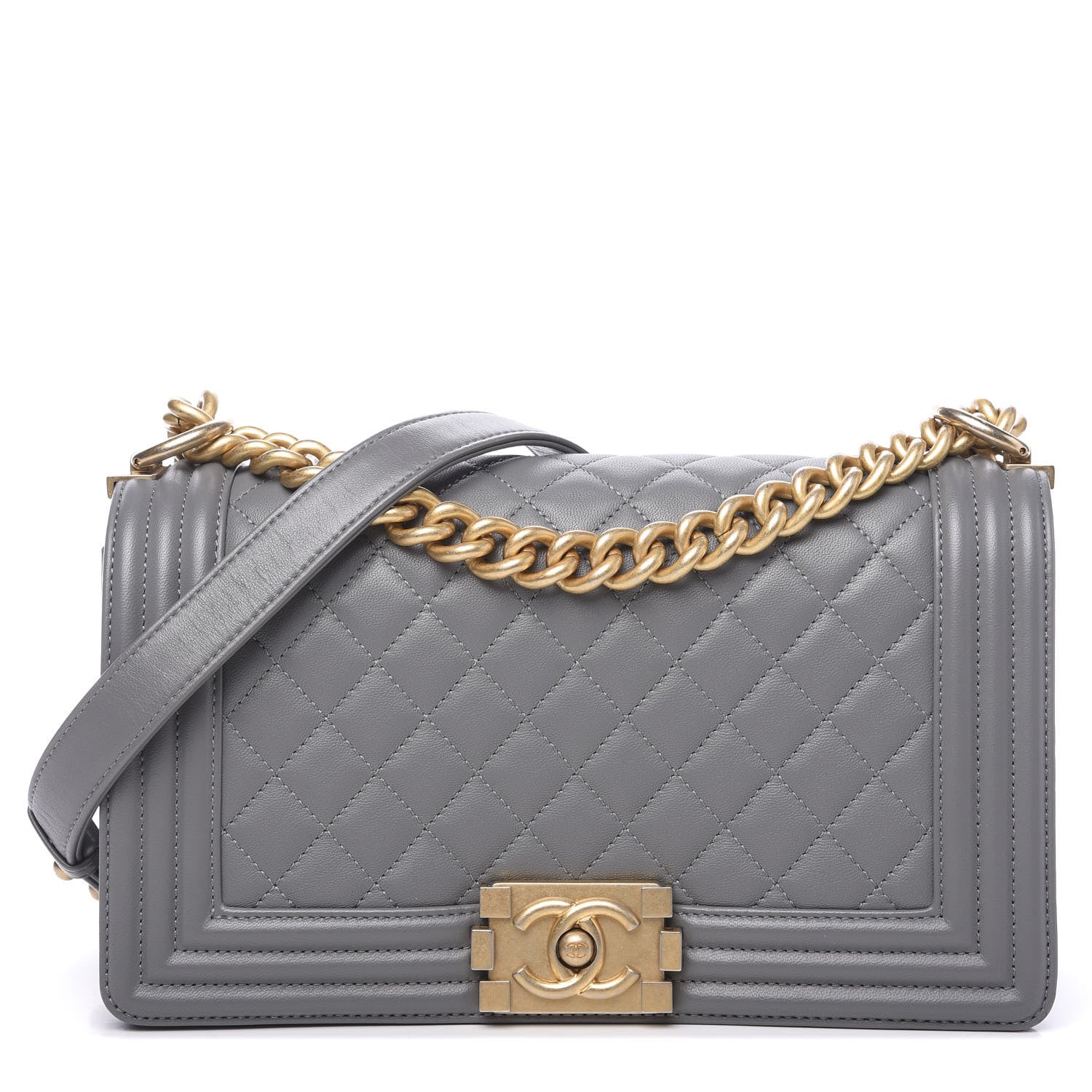 Chanel Lambskin Quilted Medium Boy Flap Grey 1 of 11