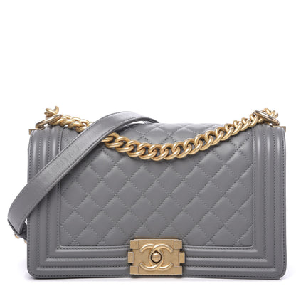 Chanel Lambskin Quilted Medium Boy Flap Grey 1 of 11