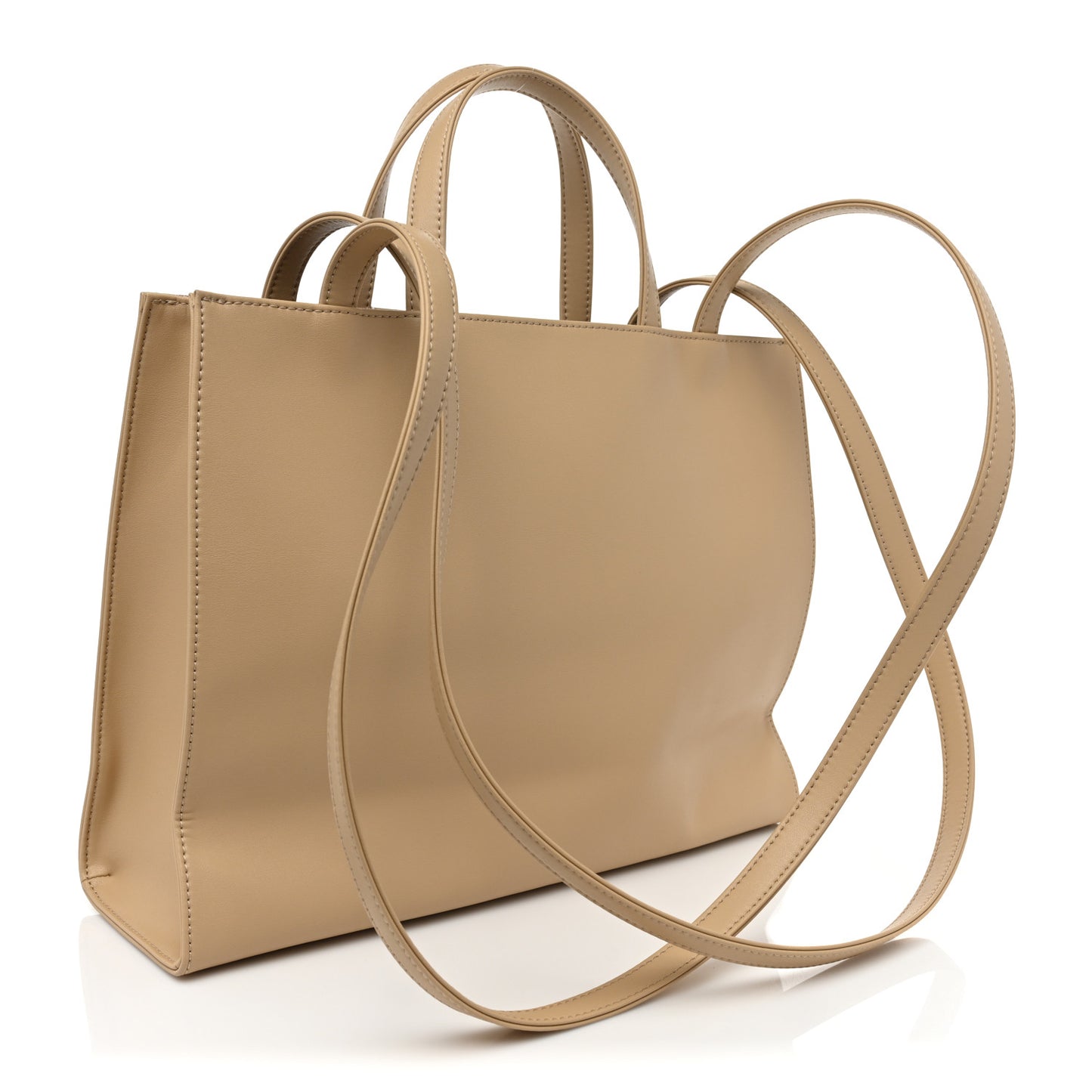 Vegan Leather Medium Shopping Bag Cream