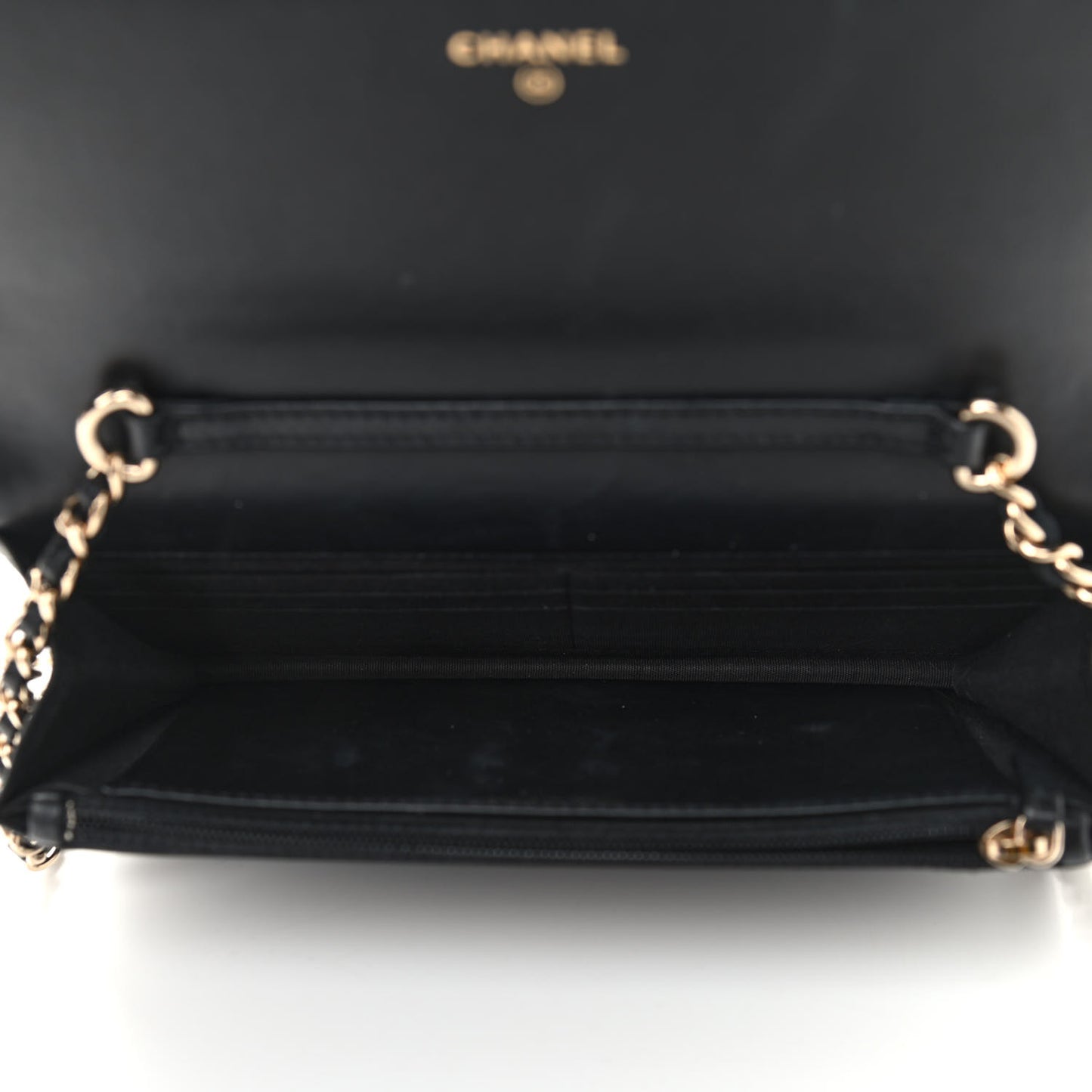 Lambskin Quilted Pearl Wallet On Chain WOC Black