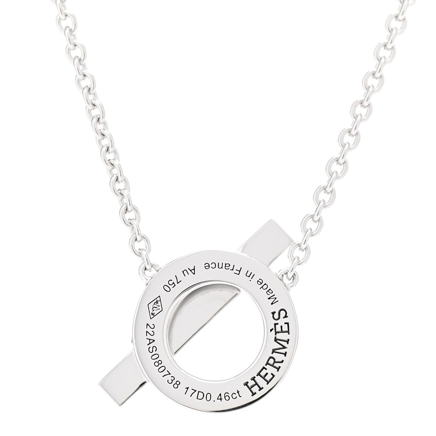 Hermes 18K White Gold Diamond Finesse Pendant Necklace 4 of 5