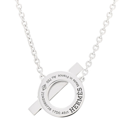 Hermes 18K White Gold Diamond Finesse Pendant Necklace 4 of 5