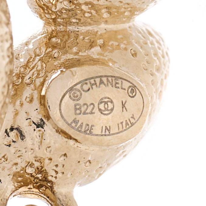 Chanel Crystal Sparkling Wheat CC Drop Earrings Gold 4 of 4