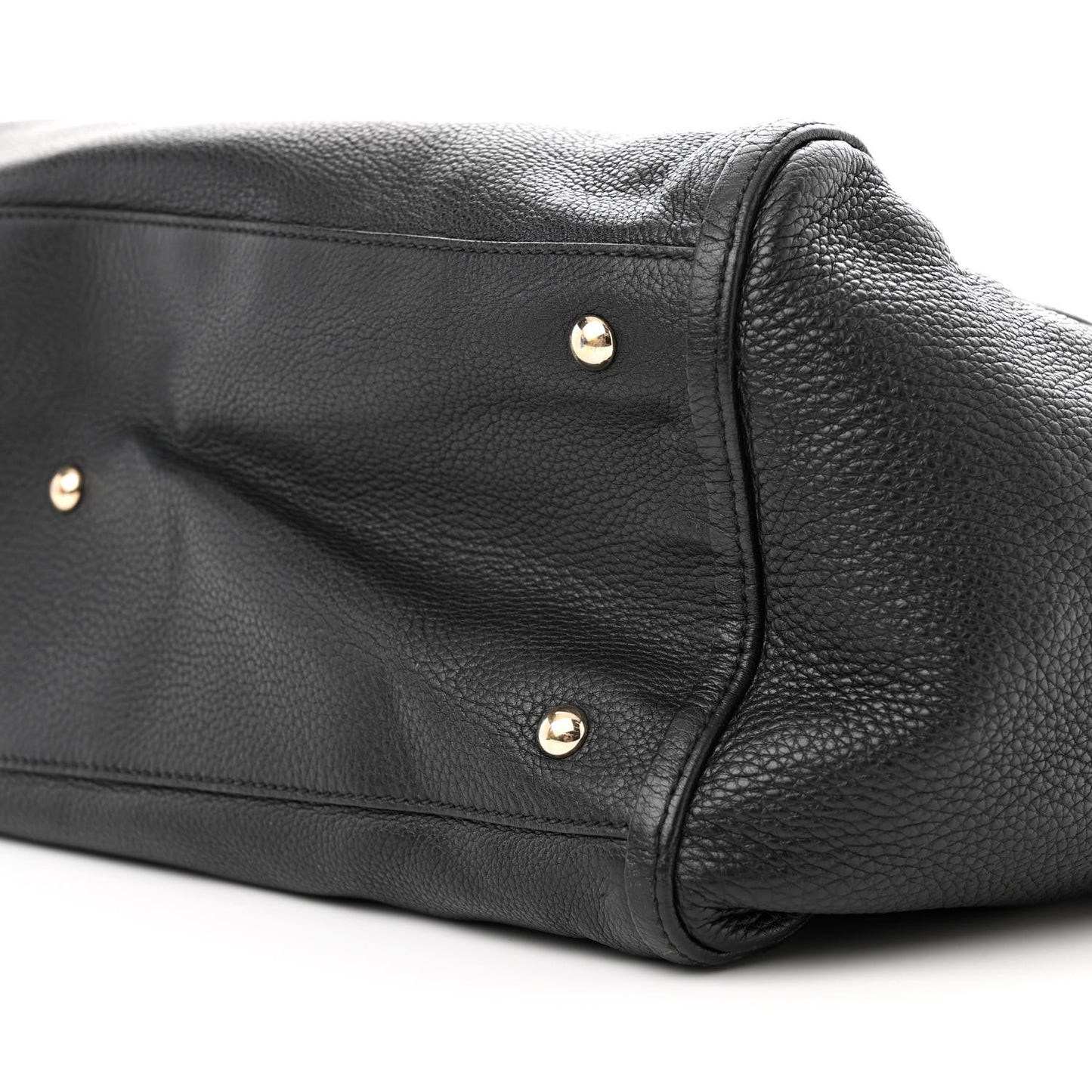 Pebbled Calfskin Large Soho Shoulder Bag Black
