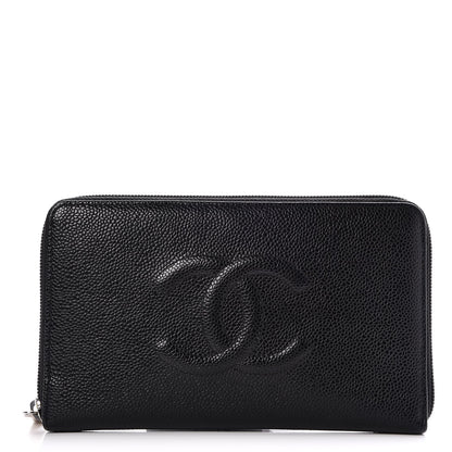 Chanel Caviar Large Timeless CC Zip Around Organizer Wallet Black 1 of 9