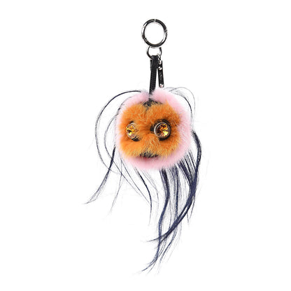 Fendi Mink Goat Fur QuTweet Bag Bug Charm Marshmallow Black 1 of 2