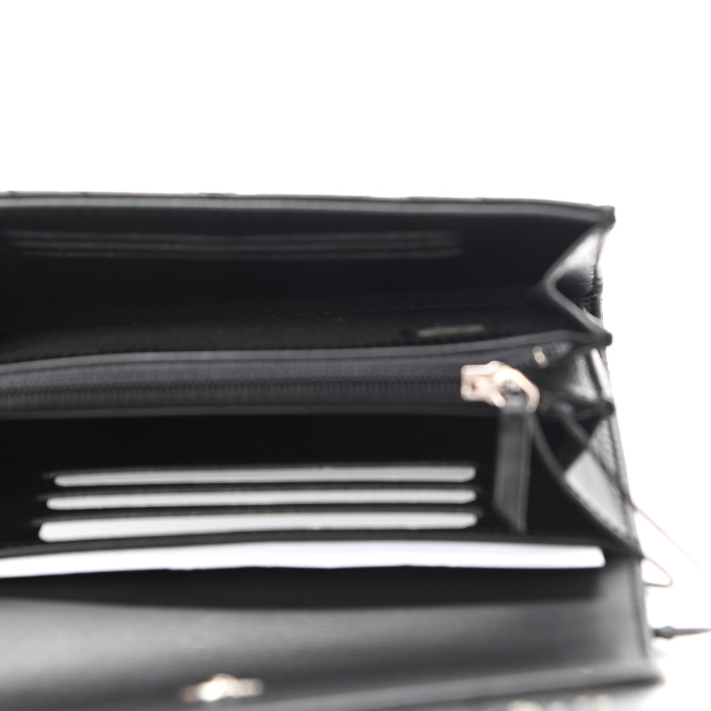 Lambskin Camellia Studded Medium Card Holder Wallet Black