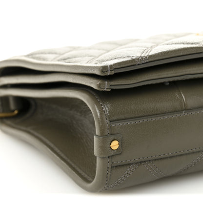 Saint Laurent Lambskin Quilted Mini Becky Chain Bag Grey Kaki 9 of 10