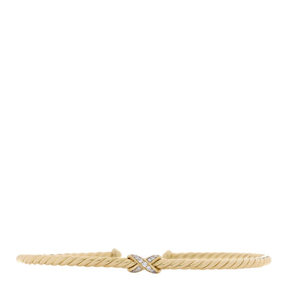 David Yurman 18K Yellow Gold Diamond 2.6mm Micro Cablespira Flex X Bracelet 1 of 3