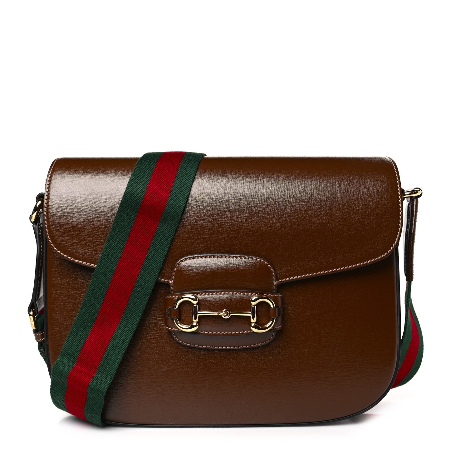 Azalea Calfskin Web Horsebit 1955 Shoulder Bag Brown Sugar