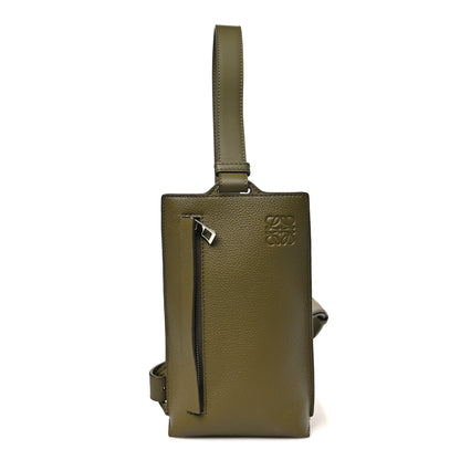Loewe Soft Grained Calfskin Vertical T-Pocket Crossbody Bag Khaki Green 1 of 8
