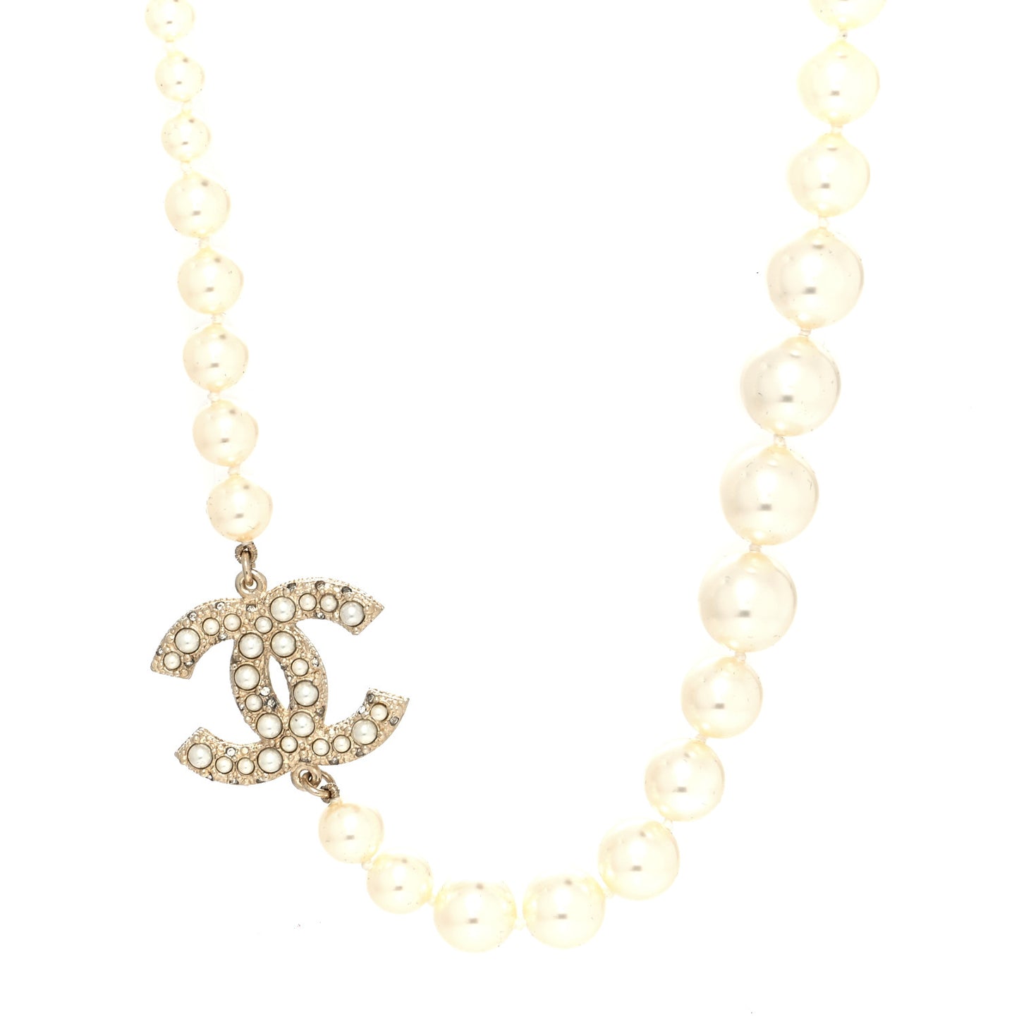 Pearl CC 100th Anniversary Necklace Light Gold