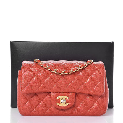 Chanel Pearly Caviar Quilted Mini Rectangular Flap Orange 10 of 10