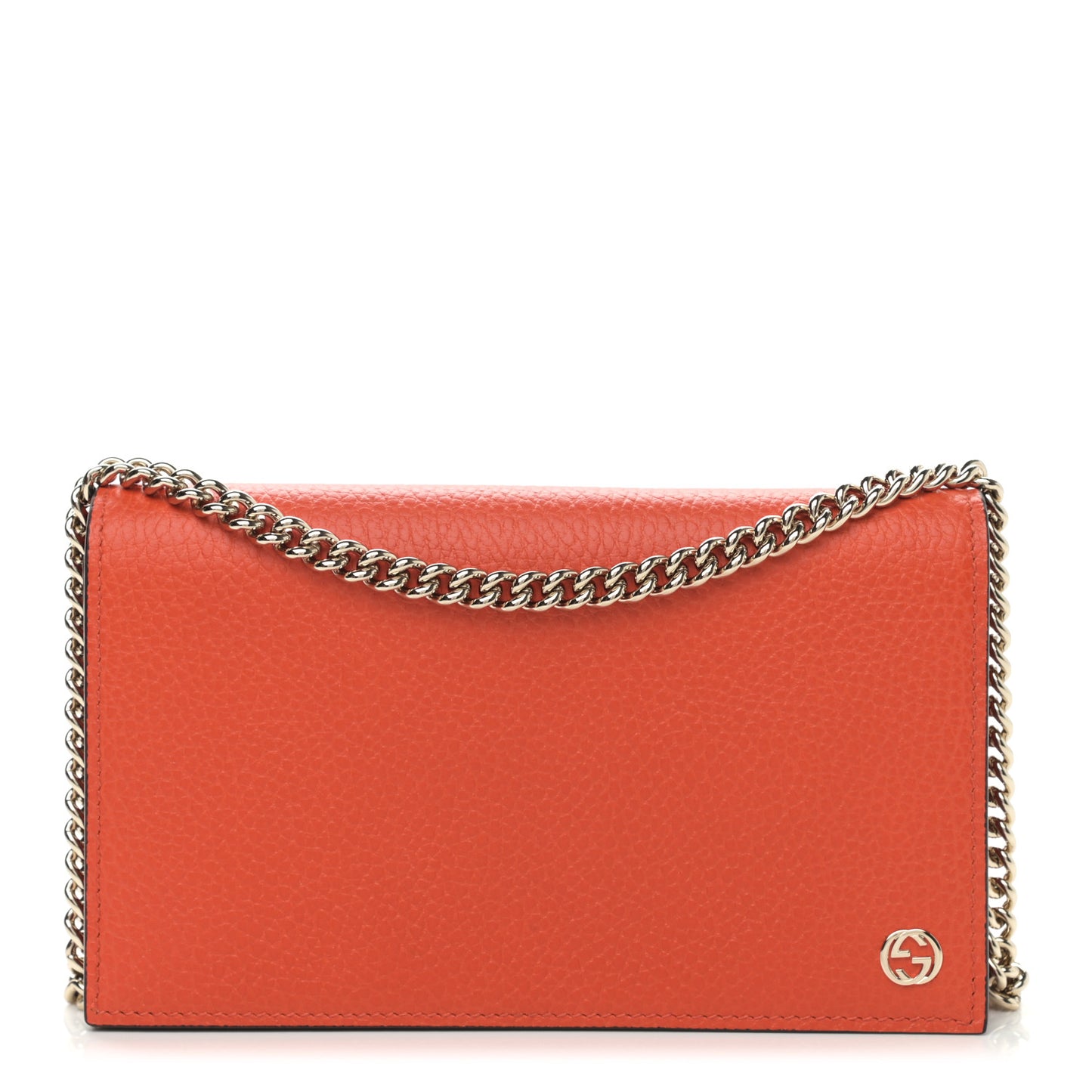 Dollar Calfskin Medium Betty Chain Wallet Sun Orange