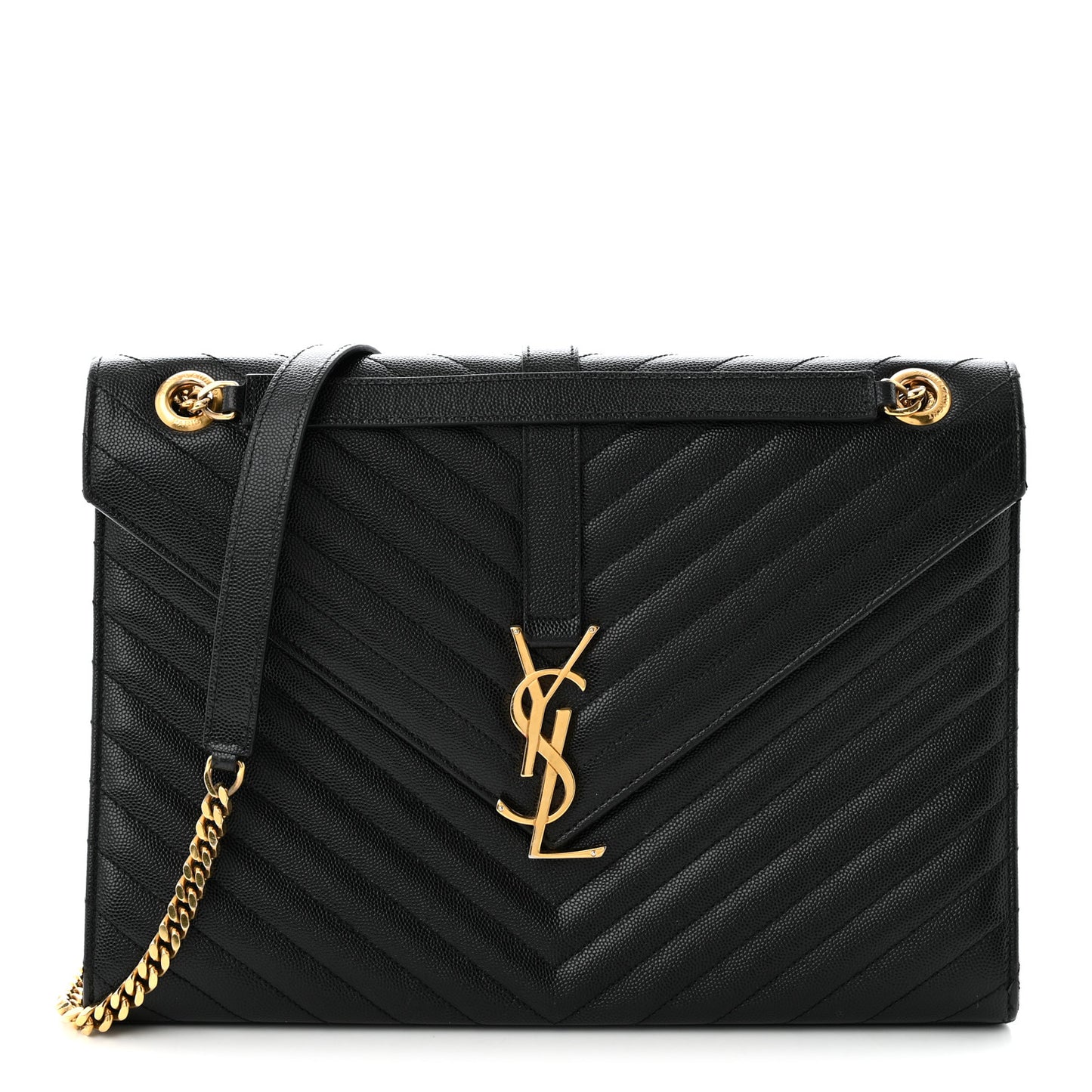 Grain De Poudre Matelasse Chevron Large Monogram Satchel Black