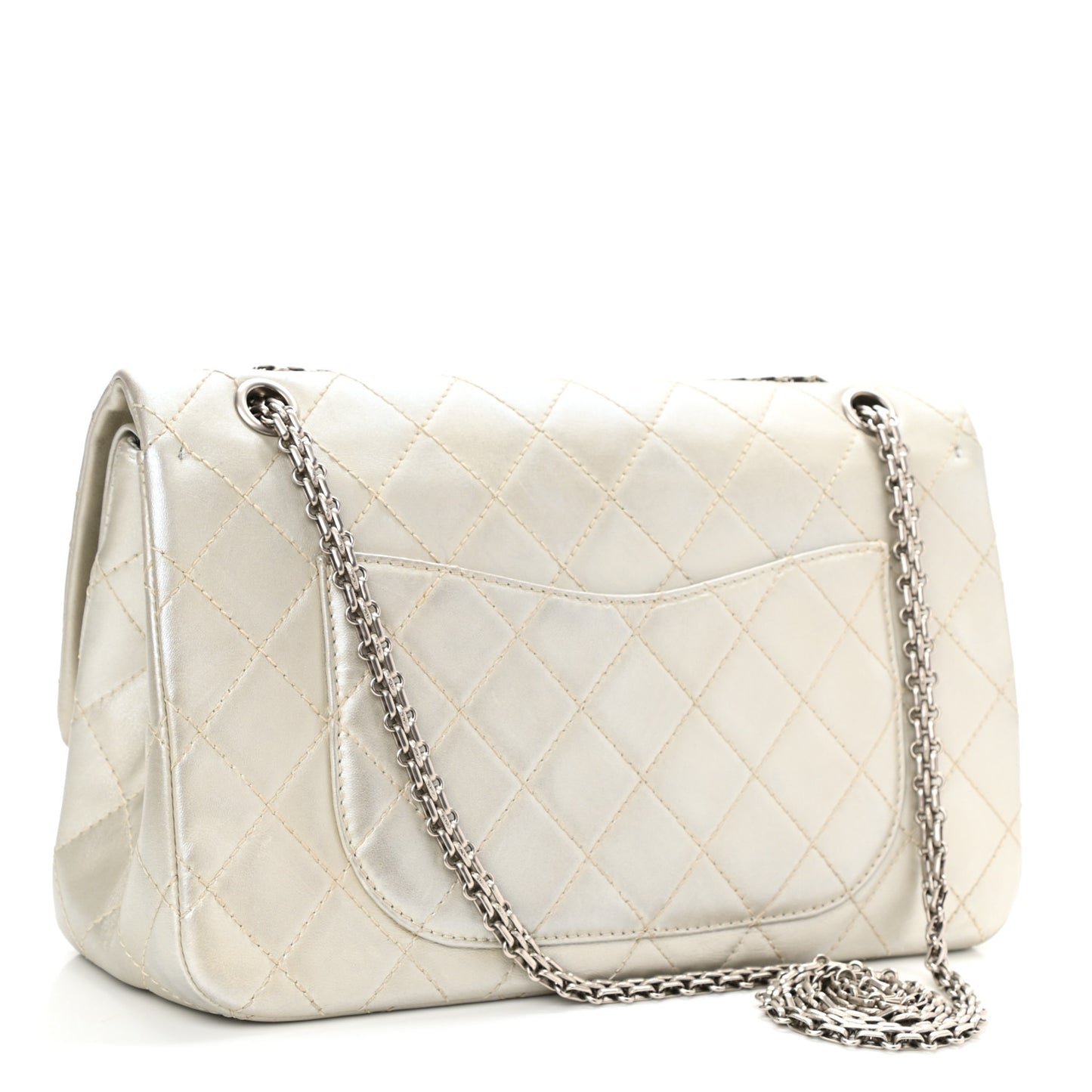 Metallic Lambskin Quilted 2.55 Reissue 227 Flap Silver