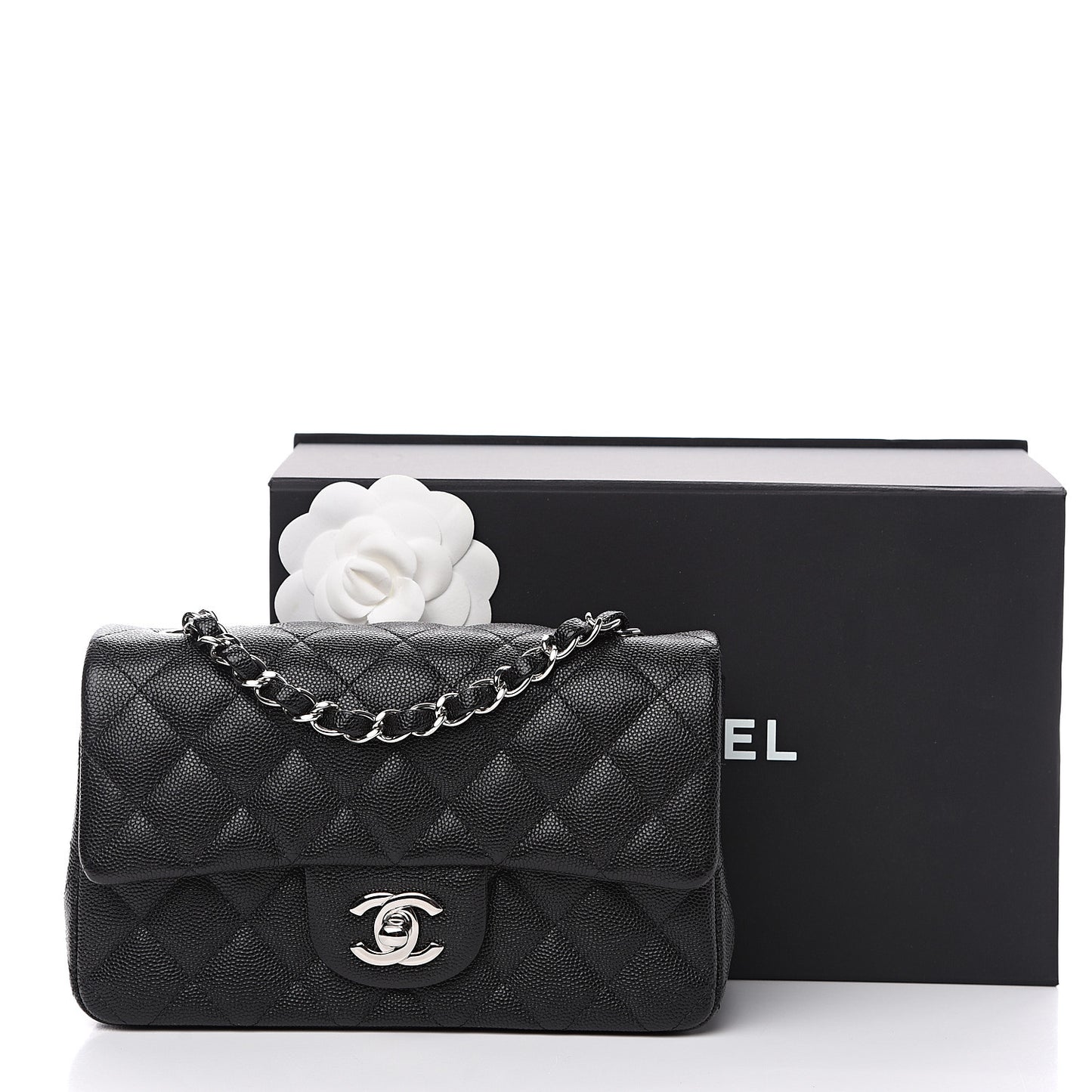 Caviar Quilted Mini Rectangular Flap Black