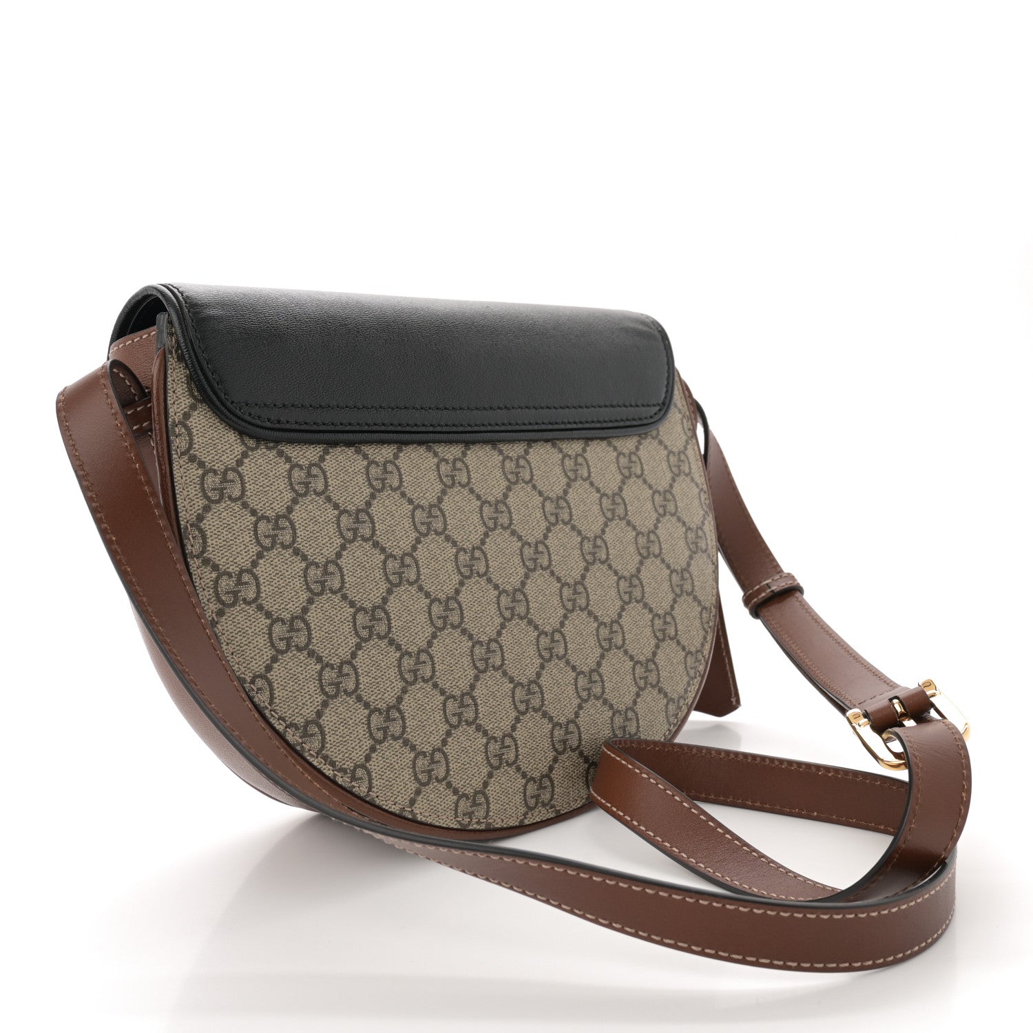 Gucci GG Supreme Monogram Calfskin Small Padlock Messenger Shoulder Bag Beige Black Cuir 3 of 10