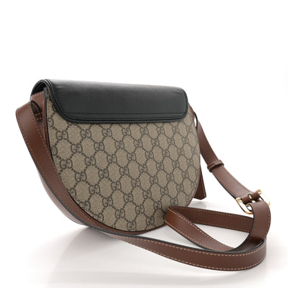 Gucci GG Supreme Monogram Calfskin Small Padlock Messenger Shoulder Bag Beige Black Cuir 3 of 10