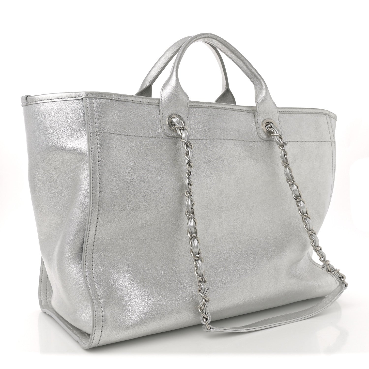 Chanel Metallic Calfskin Medium Deauville Tote Silver 5 of 27
