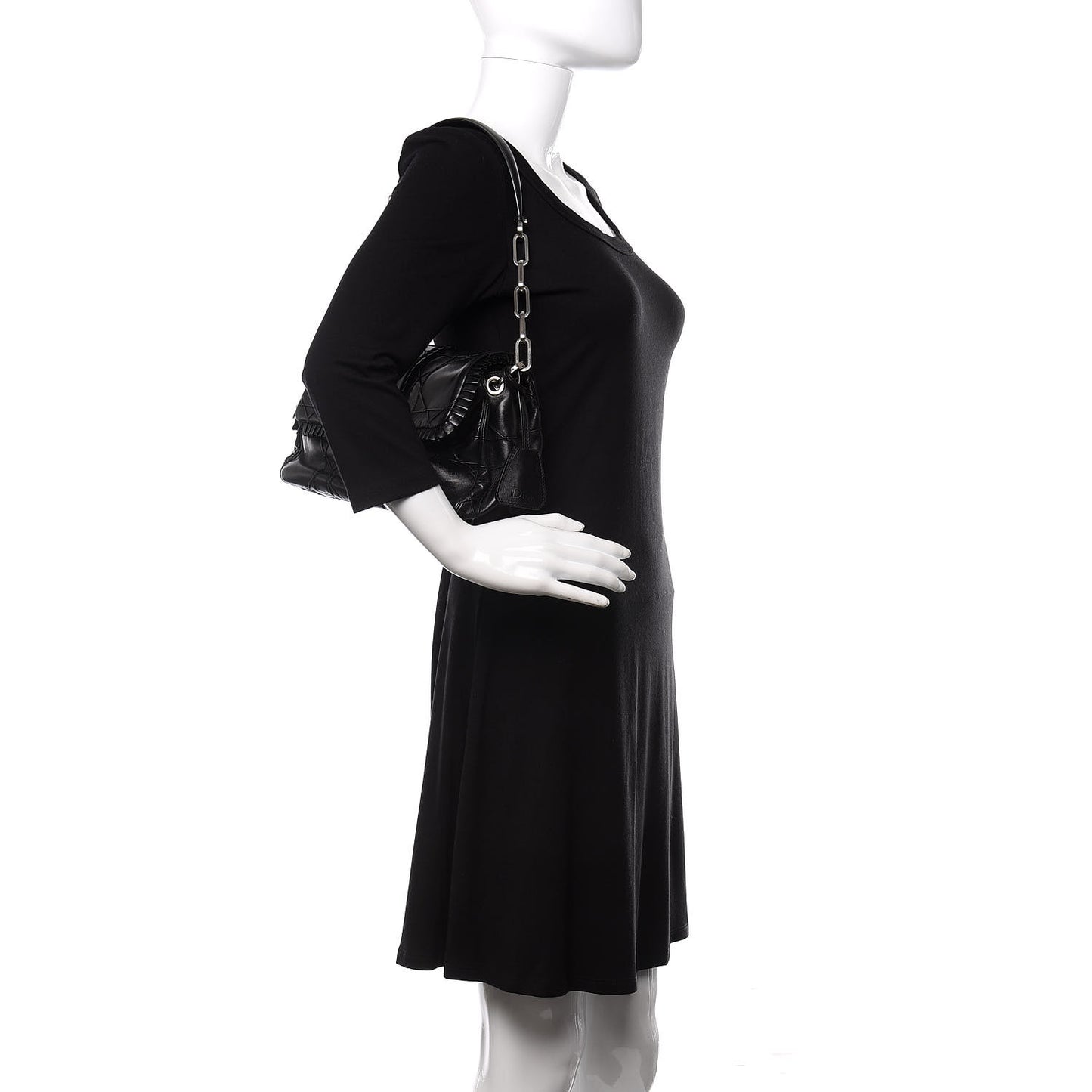 Lambskin Cannage Ruffle New Lock Flap Black