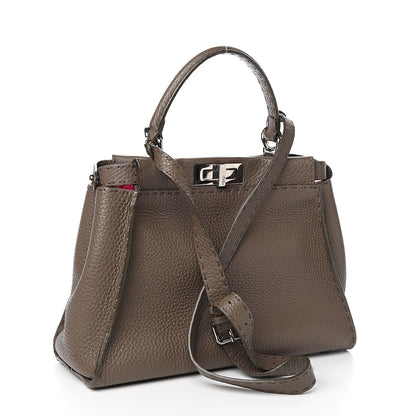 Fendi Cuoio Romano Alcantara Selleria Medium Peekaboo Iconic Satchel Grey Fuchsia 2 of 10