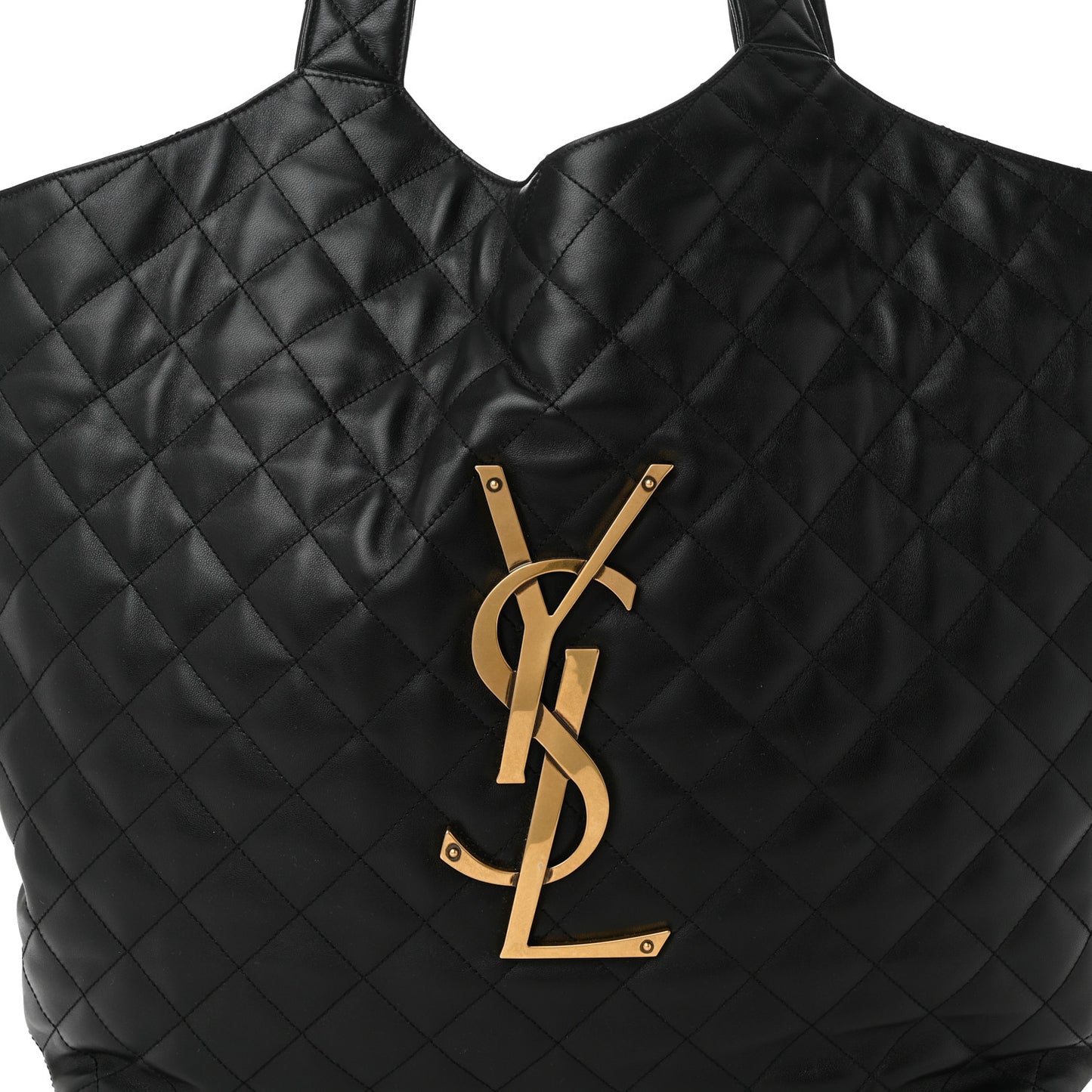 Lambskin Quilted Maxi Icare Shopping Tote Black