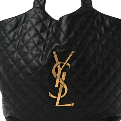 Saint Laurent Lambskin Quilted Maxi Icare Shopping Tote Black 9 of 11