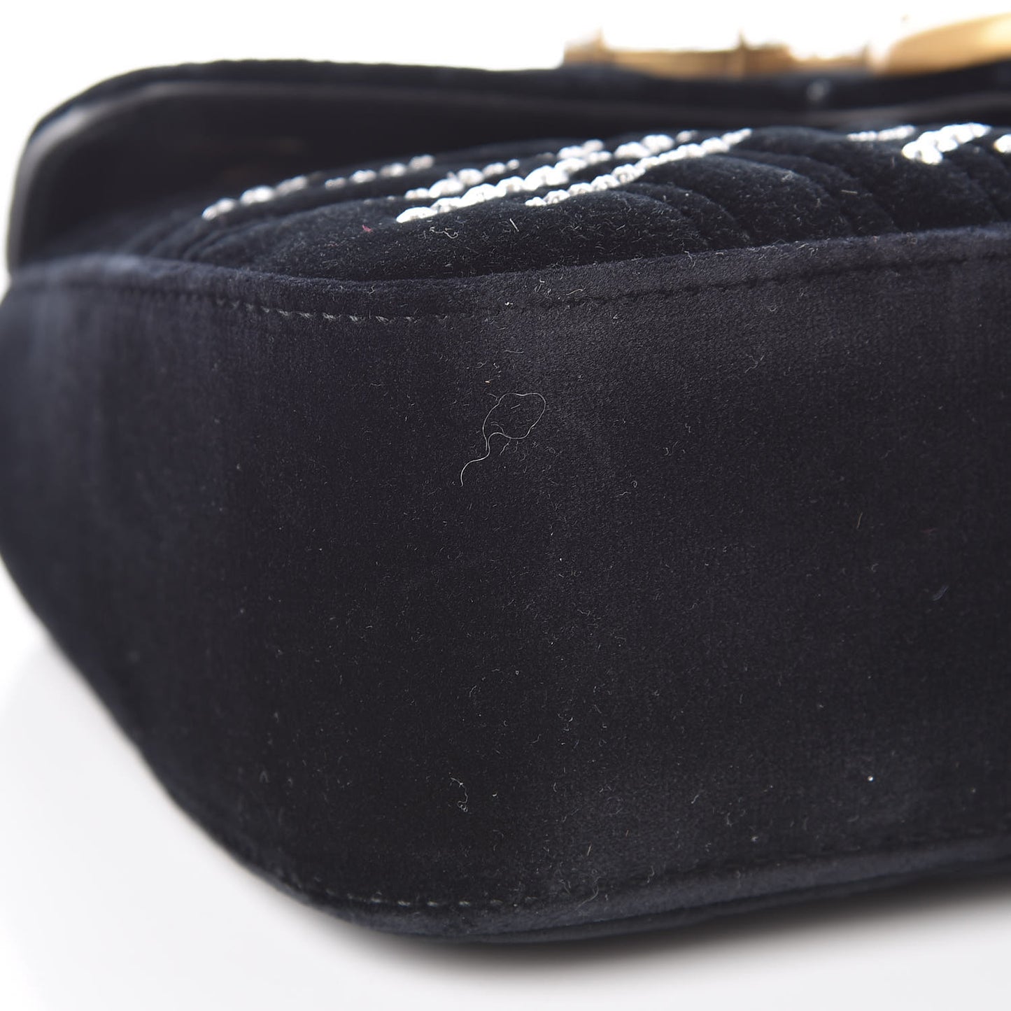 Velvet Matelasse Marquise Crystals Embroidered Small GG Marmont Shoulder Bag Black