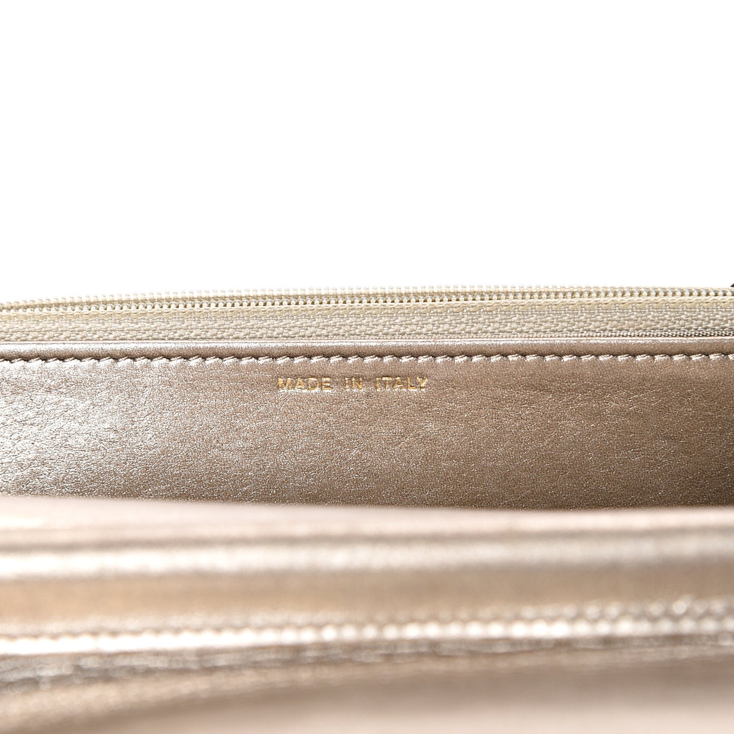 Metallic Calfskin Quilted Boy Wallet On Chain WOC Gold