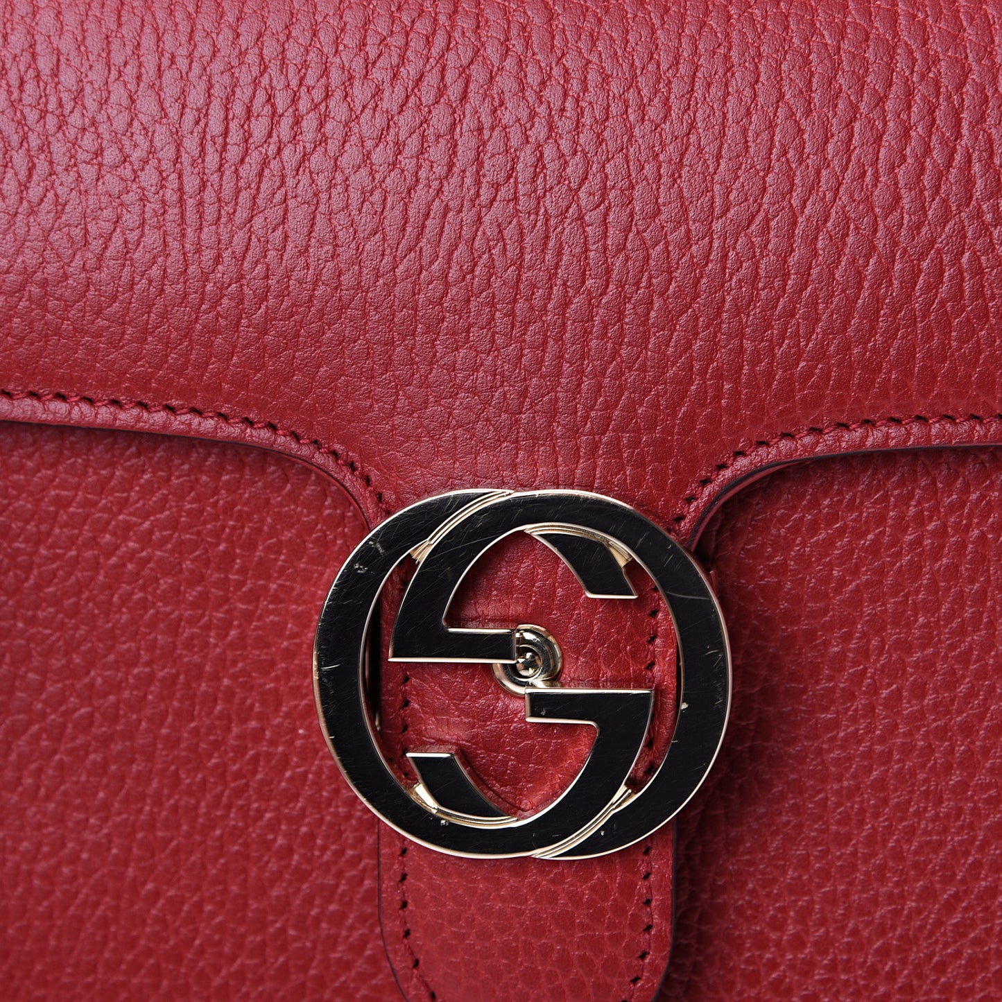 Dollar Calfskin Small Interlocking G Shoulder Bag Red