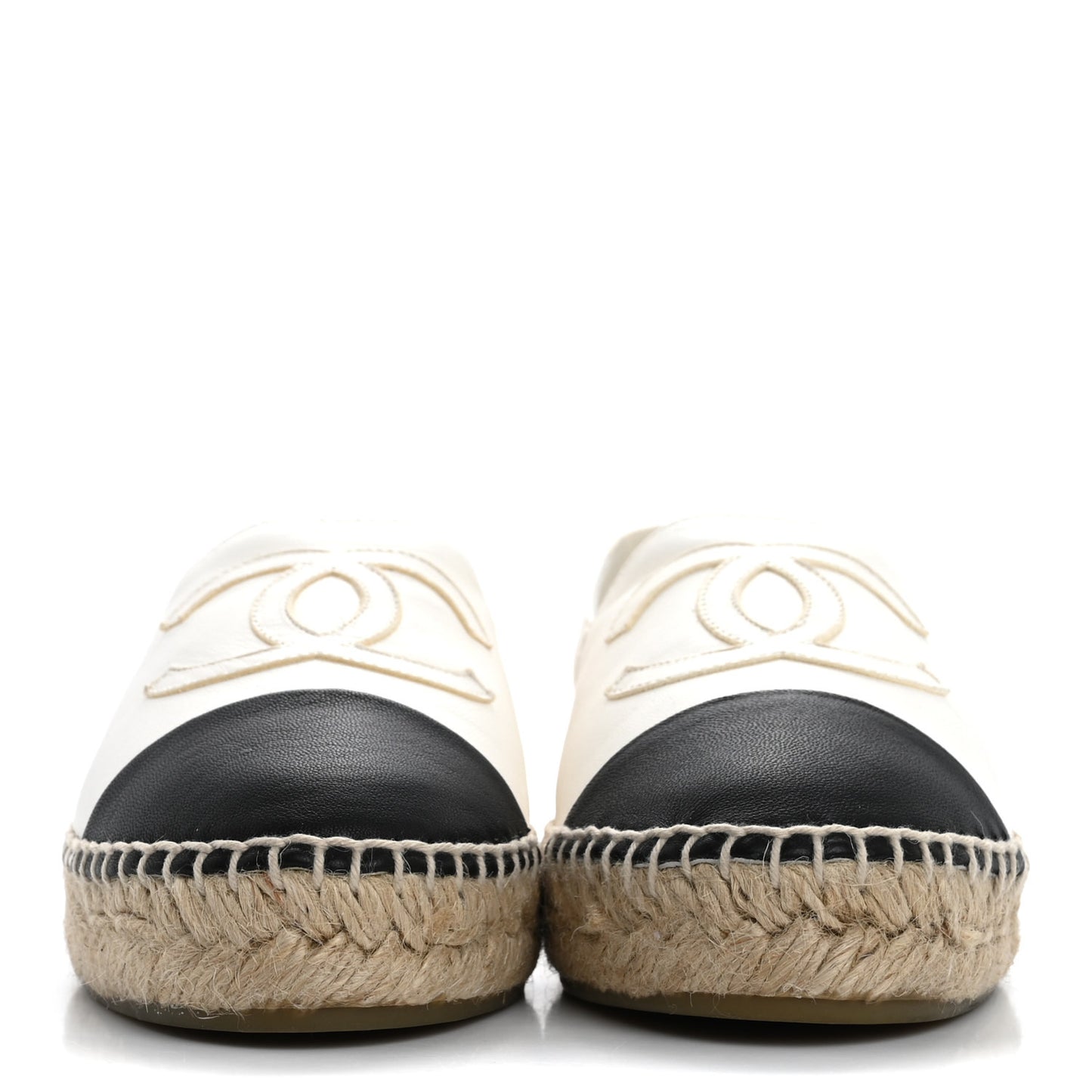 Lambskin CC Espadrilles 36 White Black