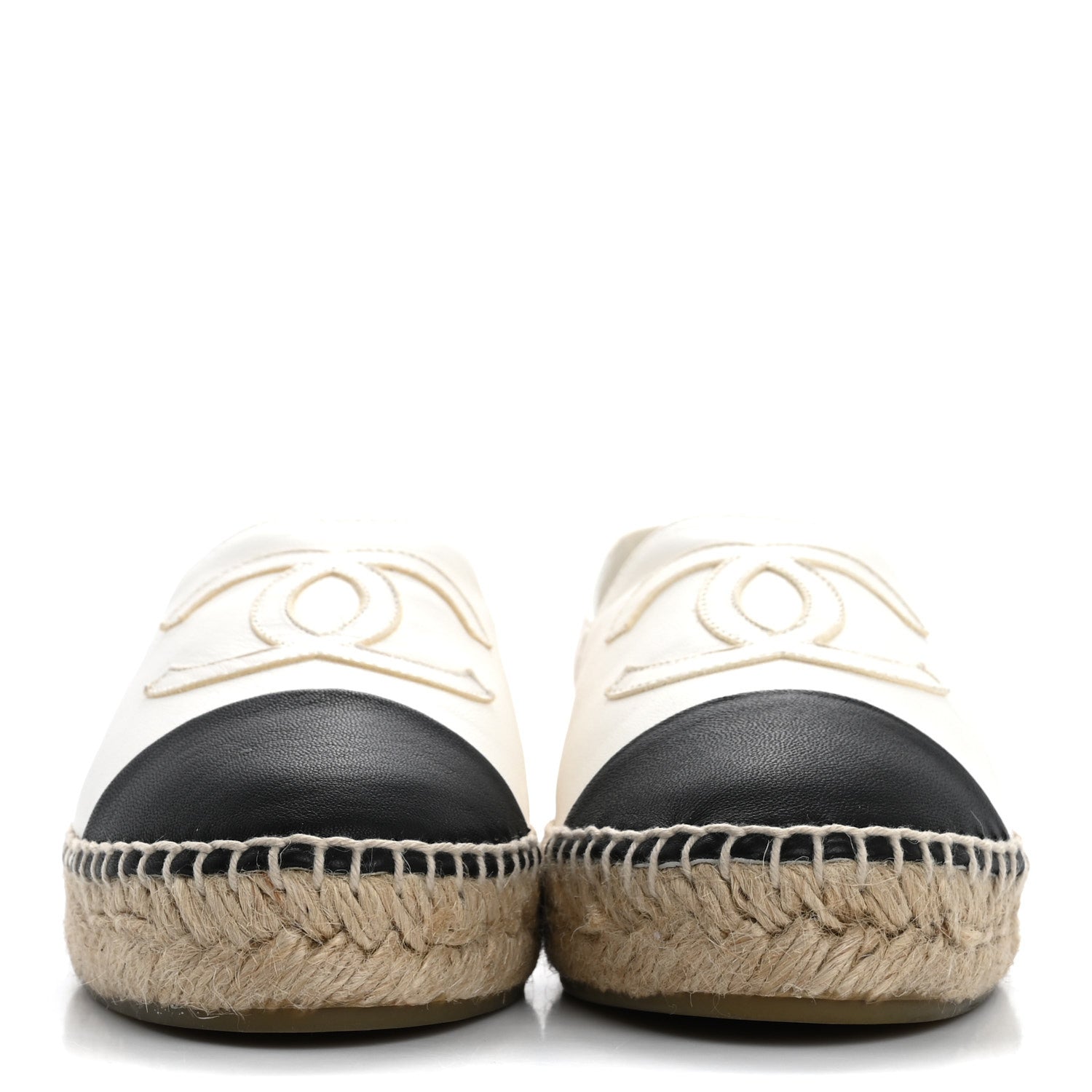 Chanel Lambskin CC Espadrilles 36 White Black 3 of 15
