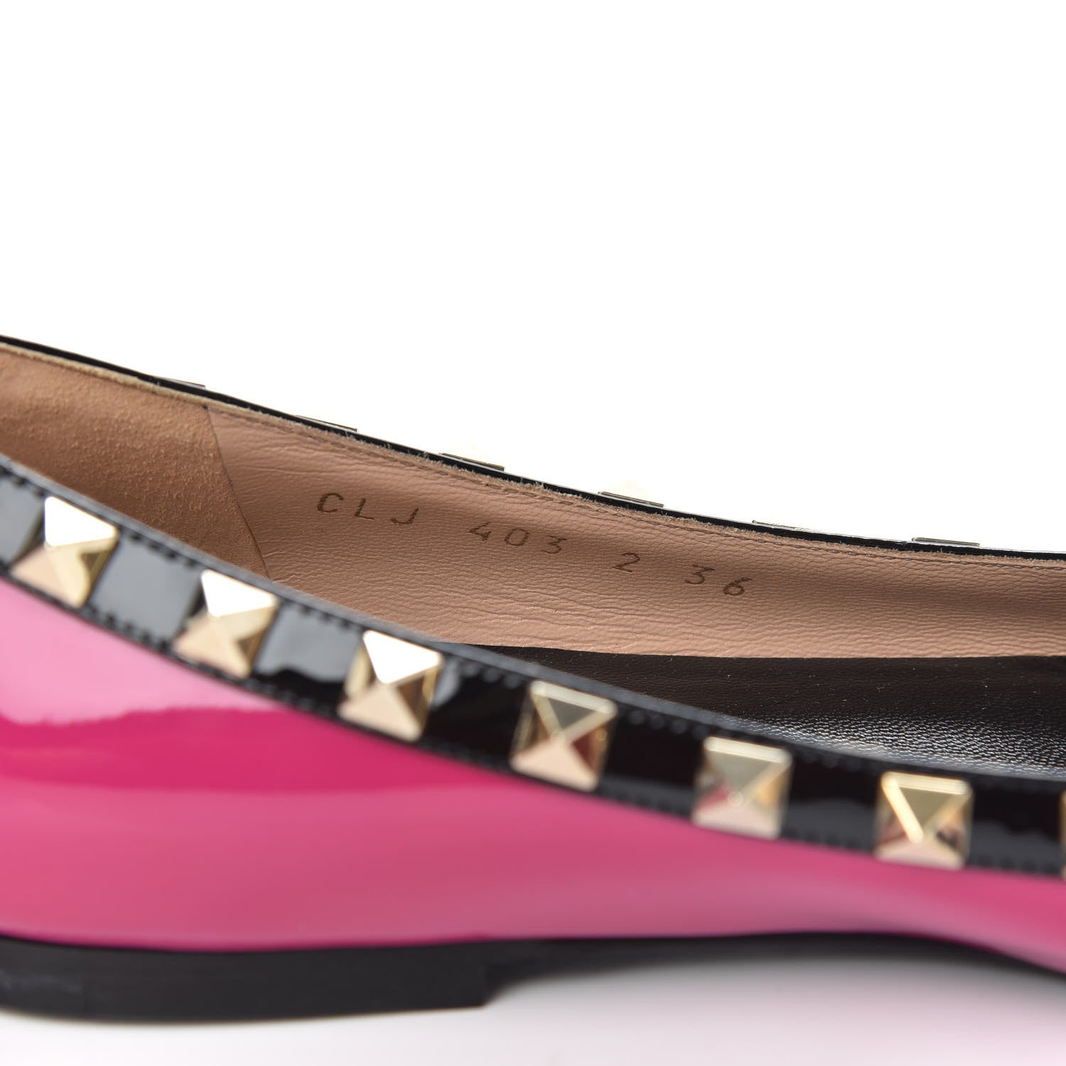 Valentino Garavani Patent Rockstud Ballerina Flats 36 Fuxia Black 8 of 9