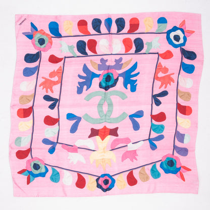 Chanel Silk CC Flower Square Scarf Pink 2 of 5